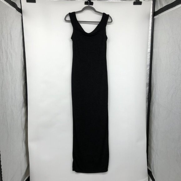 boohoo Solid Black Cowl Neck slinky full length Maxi Dress size 12 - Picture 3 of 15